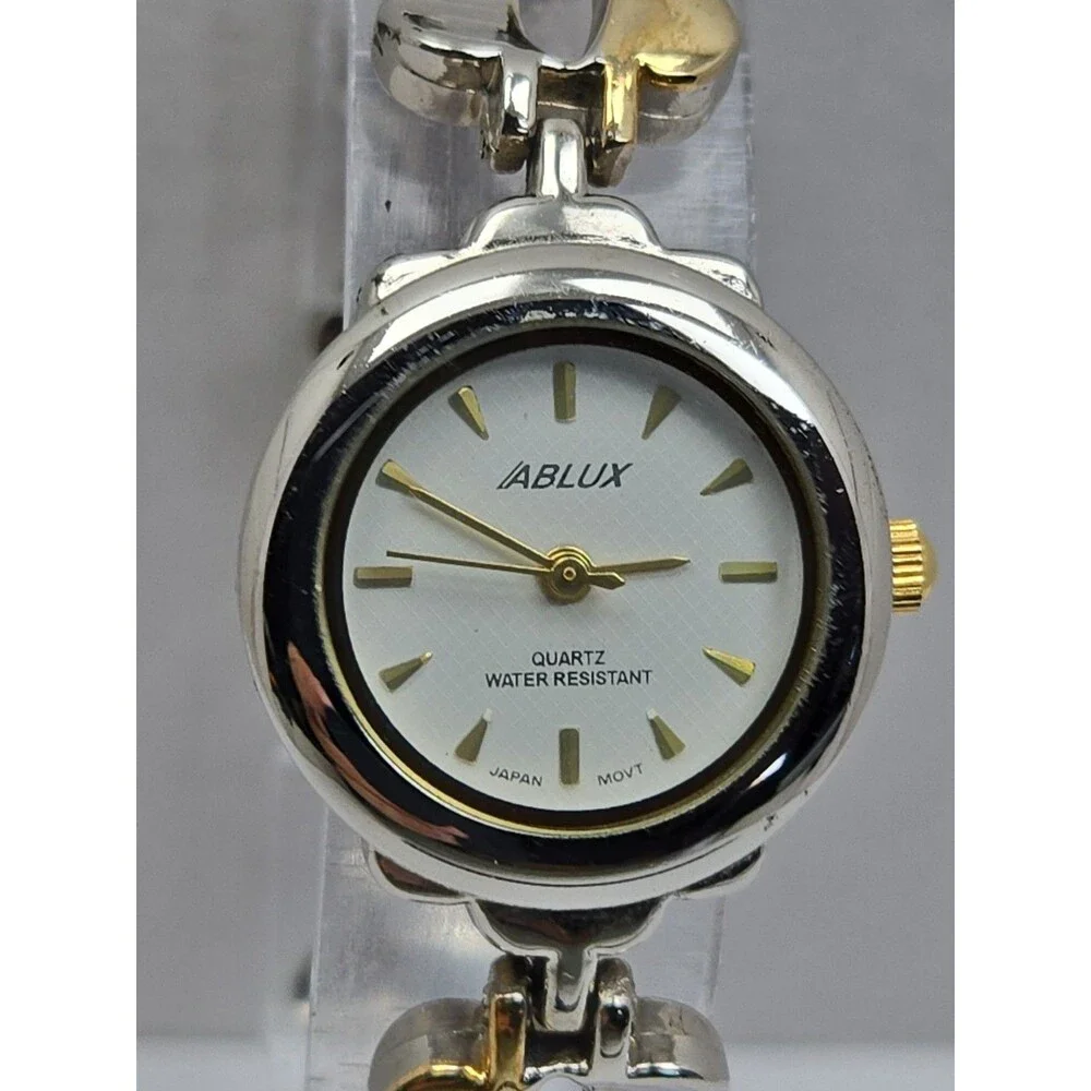 Womens Vintage Ablux Butterfly Bracelet Watch Gold Silver Two Tone New Battery